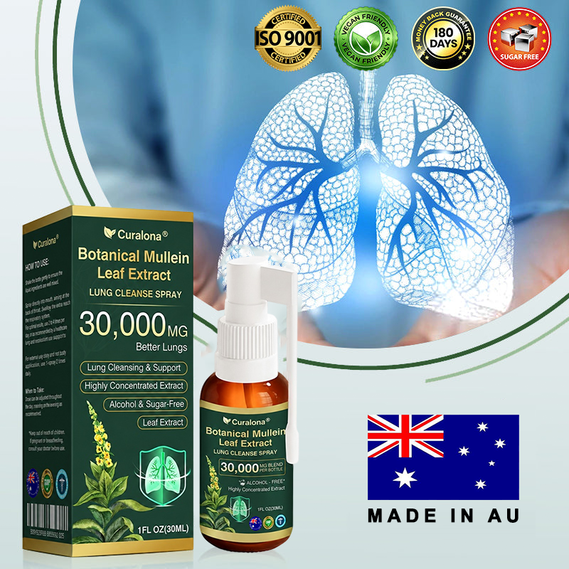 ✅ Official Australian Flagship Store: Curalona® Mullein Leaf Extract Lung-Cleansing Spray (👨‍⚕️ Targets COPD, asthma, chronic bronchitis, respiratory infections, lung cancer, sinusitis, and other lung-related conditions)