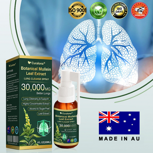 ✅ Official Australian Flagship Store: Curalona® Mullein Leaf Extract Lung-Cleansing Spray (👨‍⚕️ Targets COPD, asthma, chronic bronchitis, respiratory infections, lung cancer, sinusitis, and other lung-related conditions)