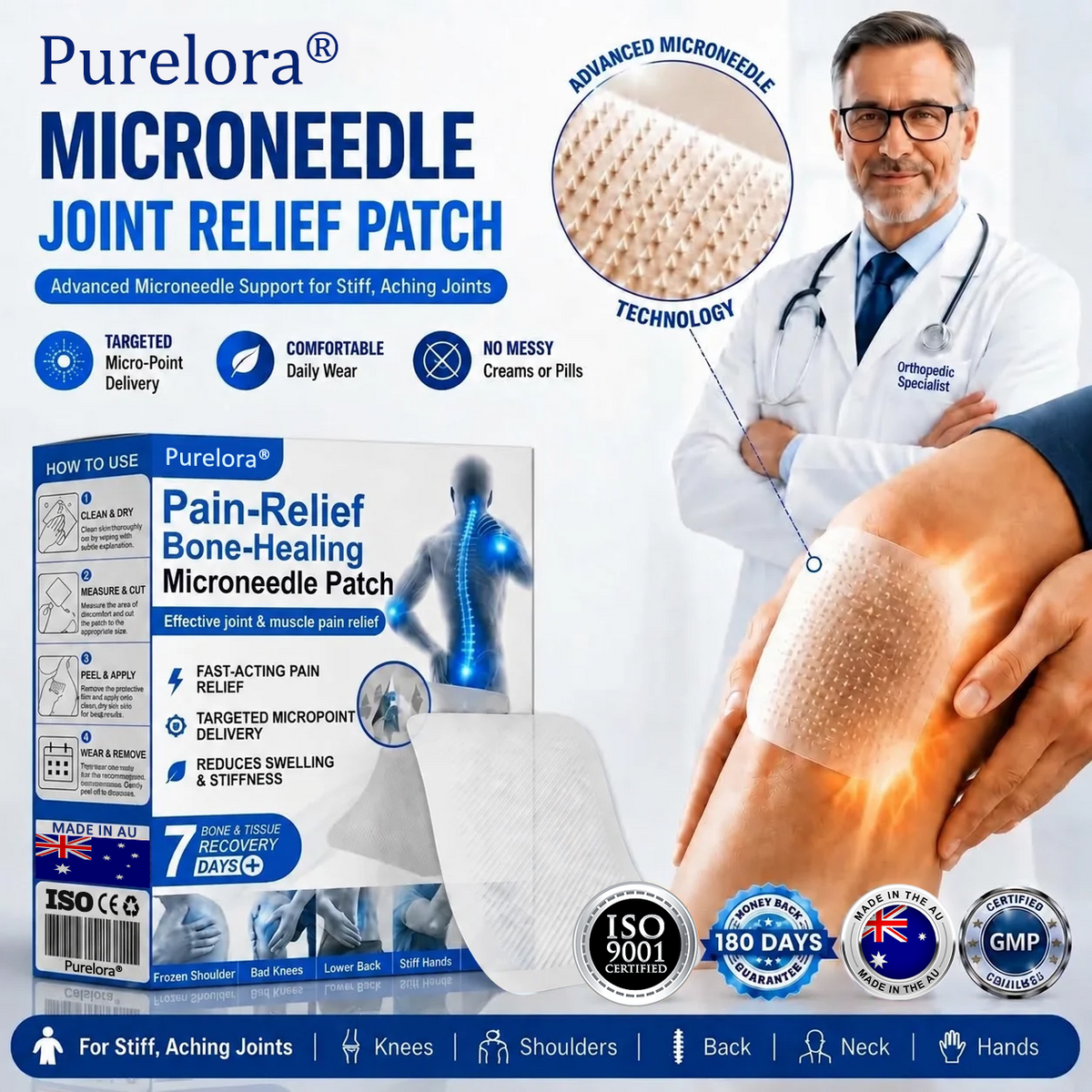 🪐Purelora® Advanced Microneedle Joint Patch Support Comfortable Movement & Daily Joint Care — Without Pills, Creams, Or Complicated Routines.