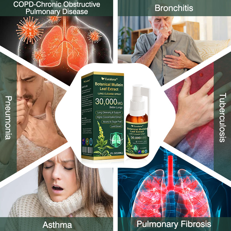 ✅ Official Australian Flagship Store: Curalona® Mullein Leaf Extract Lung-Cleansing Spray (👨‍⚕️ Targets COPD, asthma, chronic bronchitis, respiratory infections, lung cancer, sinusitis, and other lung-related conditions)
