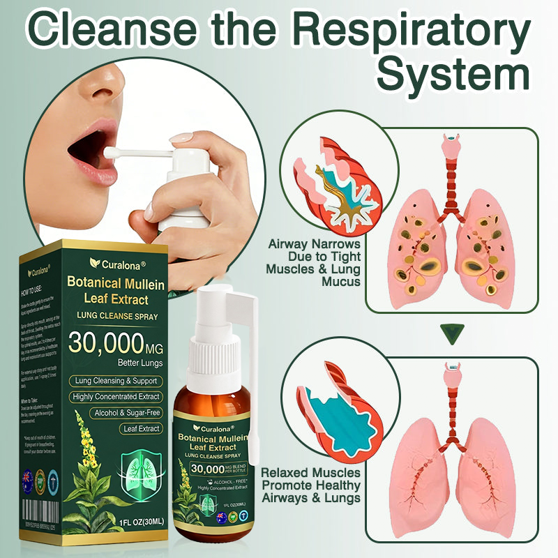 ✅ Official Australian Flagship Store: Curalona® Mullein Leaf Extract Lung-Cleansing Spray (👨‍⚕️ Targets COPD, asthma, chronic bronchitis, respiratory infections, lung cancer, sinusitis, and other lung-related conditions)