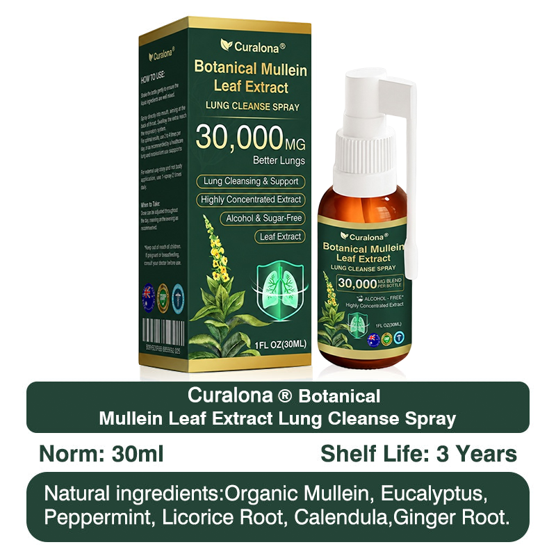 ✅ Official Australian Flagship Store: Curalona® Mullein Leaf Extract Lung-Cleansing Spray (👨‍⚕️ Targets COPD, asthma, chronic bronchitis, respiratory infections, lung cancer, sinusitis, and other lung-related conditions)
