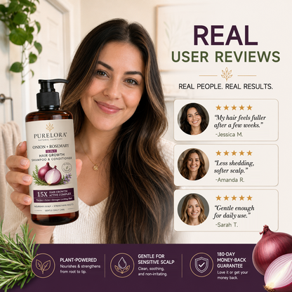 🌿👨‍⚕️ Official Australian Flagship Store 🇦🇺 | 🔥PURELORA® Onion & Rosemary 2-in-1 Anti-Hair Loss & Growth Set — Infused with a 15x concentrated hair-growth active complex to help you achieve thicker, fuller, and stronger hair.