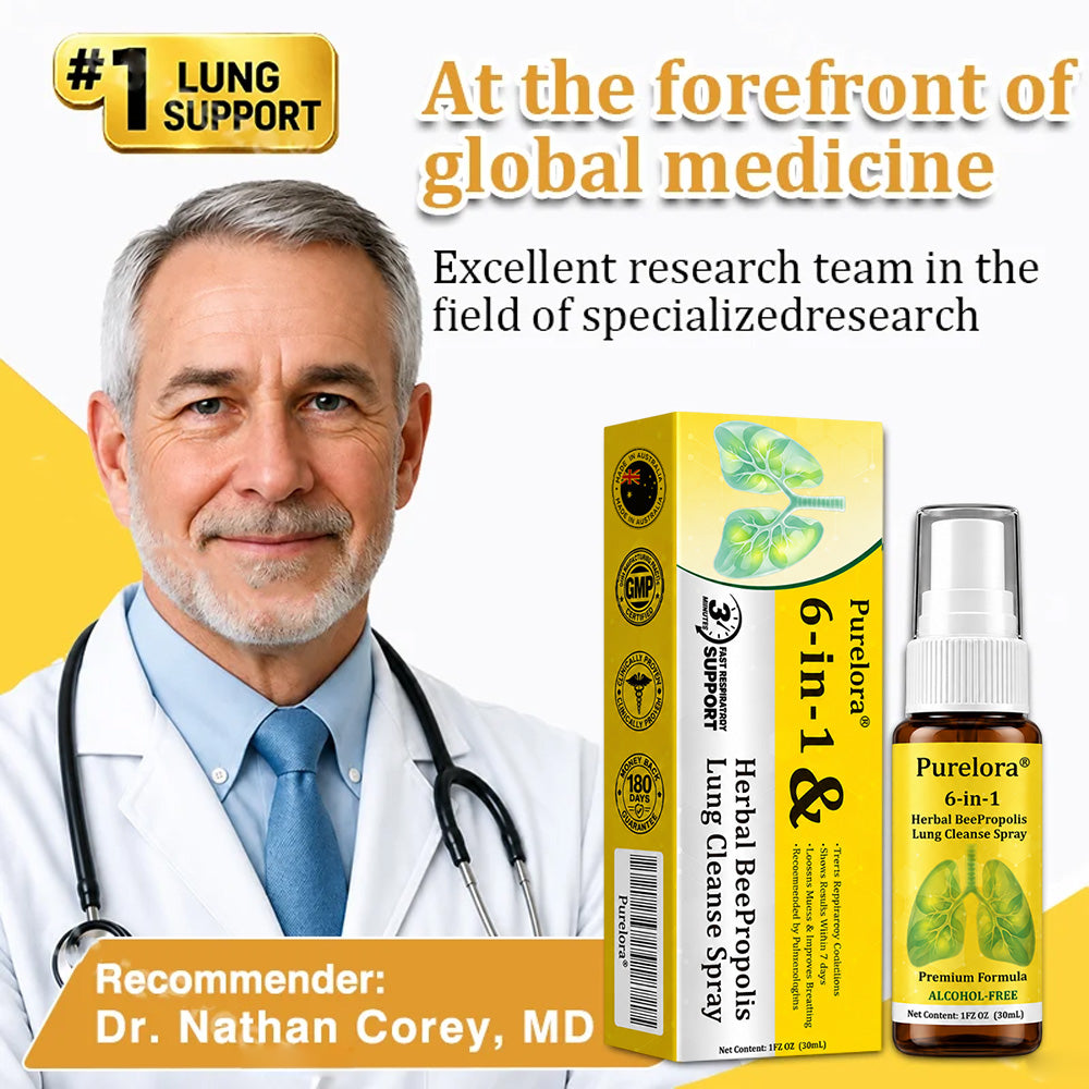 🍀🍀🐝🇦🇺 Official Store:𝐏𝐔𝐑𝐄𝐋𝐎𝐑𝐀®  6-in-1 Herbal BeePropolis Lung Cleanse Spray（👨‍⚕️Directly acts on COPD, asthma, chronic bronchitis (CB), respiratory infections, lung cancer, sinusitis, and other conditions🫁）