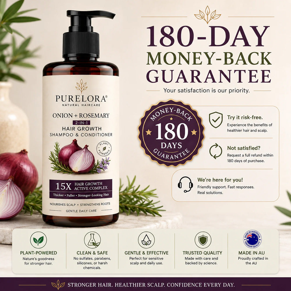 🌿👨‍⚕️ Official Australian Flagship Store 🇦🇺 | 🔥PURELORA® Onion & Rosemary 2-in-1 Anti-Hair Loss & Growth Set — Infused with a 15x concentrated hair-growth active complex to help you achieve thicker, fuller, and stronger hair.