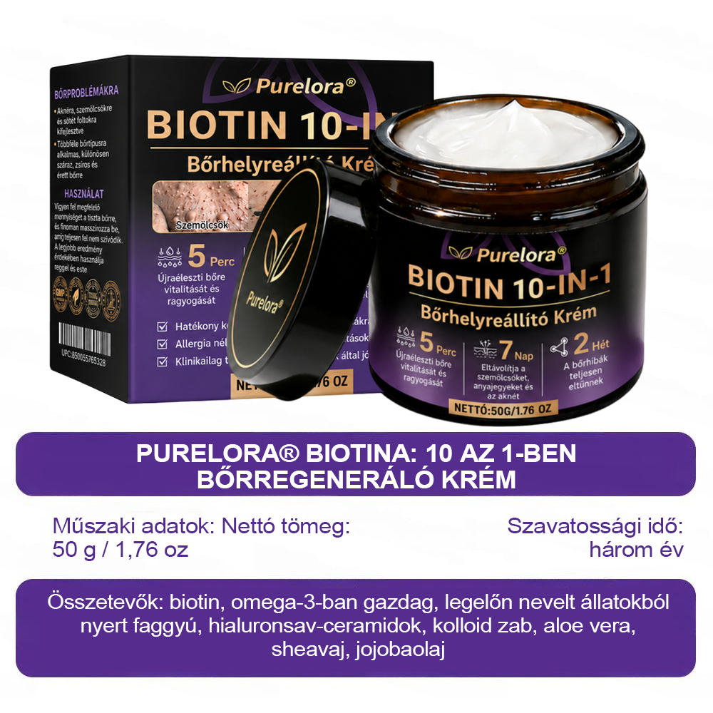 Magyarországról készült és szállított 🍁 Purelora® Biotin Bőrjavító Krém (10 az 1-ben Formula) — Az ajánlat utolsó napja: 25% kedvezmény.