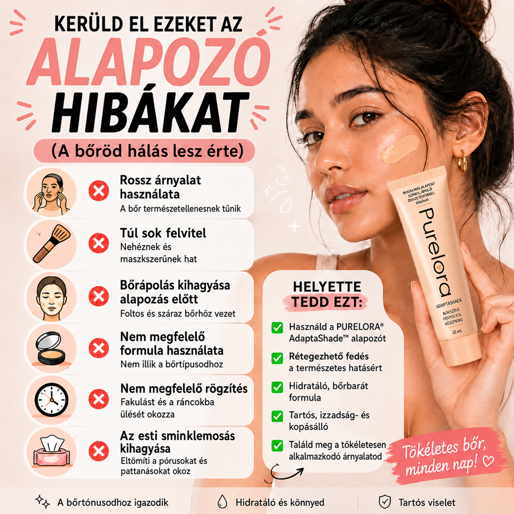 💖【Hivatalos áruház】PURELORA® AdaptaShade alapozó ——Bőrápoló hatású, színadaptáló alapozó