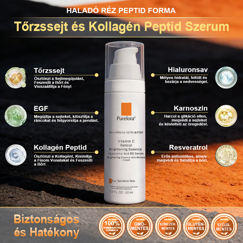 Purelora® Őssejt Kivonatú EGF és Rézpeptid Revitalizáló Esszencia Krém (mélyen aktiválja a bőr belső regenerációját, feszesebbé és simábbá varázsolja a bőrt)