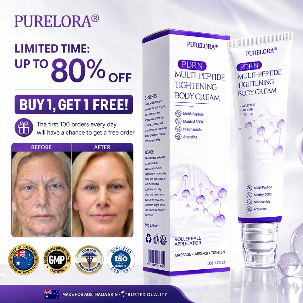 Purelora® 🍅PDRN Multi-Peptide Massaging Body Roller Cream- Anti-aging, Hydrating, Skin Firming & Lifting, Skin Repair, Even Tone, Acne and Dark Spot Treatment, Wart and Mole Removal, and Psoriasis Relief.