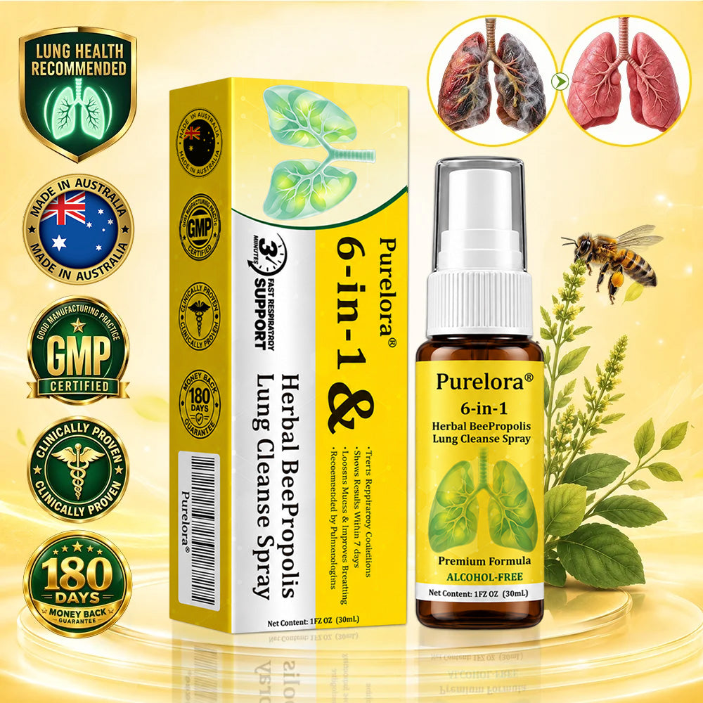 🍀🍀🐝🇦🇺 Official Store:𝐏𝐔𝐑𝐄𝐋𝐎𝐑𝐀®  6-in-1 Herbal BeePropolis Lung Cleanse Spray（👨‍⚕️Directly acts on COPD, asthma, chronic bronchitis (CB), respiratory infections, lung cancer, sinusitis, and other conditions🫁）