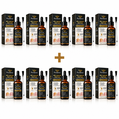 Purelora® Bee Venom Peptide Nail & Foot Repair Serum for nail fungus care, yellow nails, thick nails, and athlete’s foot recovery support.