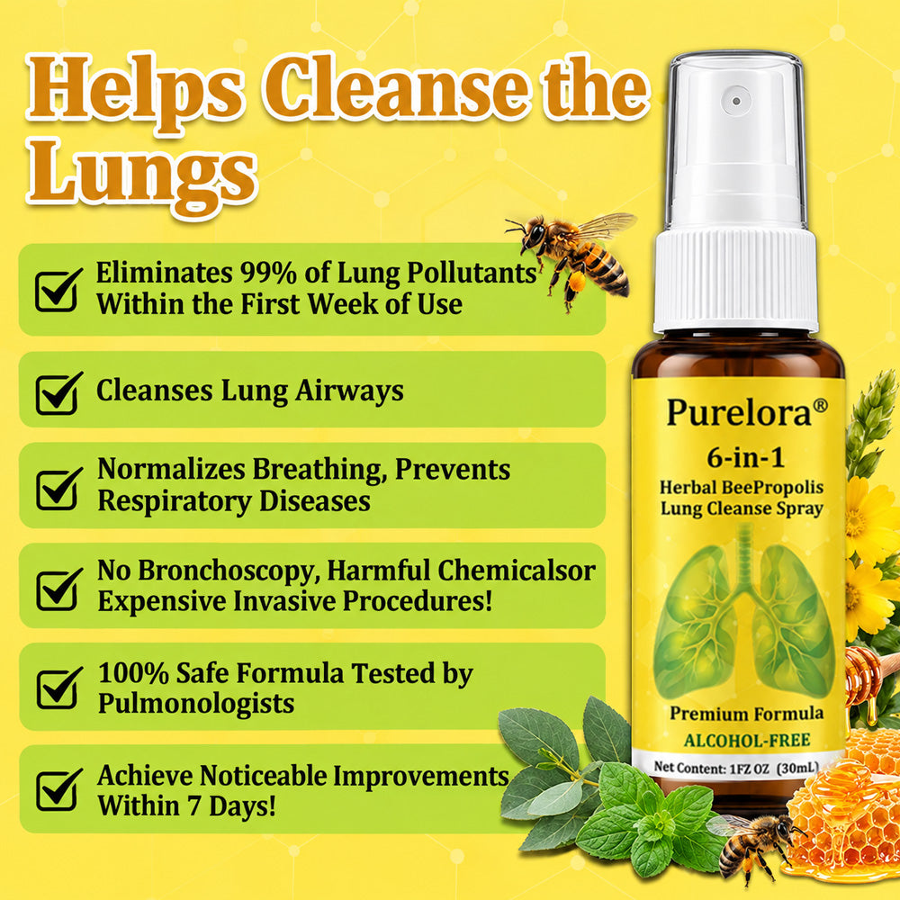 🍀🍀🐝🇦🇺 Official Store:𝐏𝐔𝐑𝐄𝐋𝐎𝐑𝐀®  6-in-1 Herbal BeePropolis Lung Cleanse Spray（👨‍⚕️Directly acts on COPD, asthma, chronic bronchitis (CB), respiratory infections, lung cancer, sinusitis, and other conditions🫁）