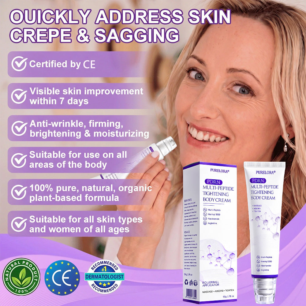 Purelora® 🍅PDRN Multi-Peptide Massaging Body Roller Cream- Anti-aging, Hydrating, Skin Firming & Lifting, Skin Repair, Even Tone, Acne and Dark Spot Treatment, Wart and Mole Removal, and Psoriasis Relief.