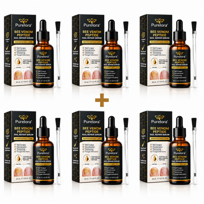 Purelora® Bee Venom Peptide Nail & Foot Repair Serum for nail fungus care, yellow nails, thick nails, and athlete’s foot recovery support.